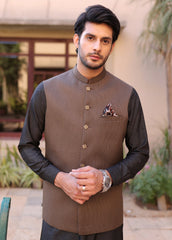 Dark Brown Plain Men Waistcoat